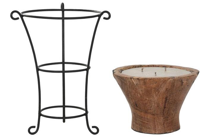 DKD Home Decor Soporte para vela de madera y hierro marrón DKD Home Decor Soporte para vela de madera y hierro marrón