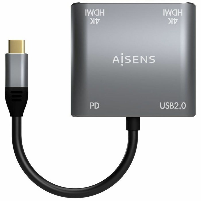 AISENS Hub Adaptador USB-C a Dual HDMI 4K, USB 2.0 y USB-C PD 60W, Gris AISENS Hub Adaptador USB-C a Dual HDMI 4K, USB 2.0 y USB-C PD 60W, Gris