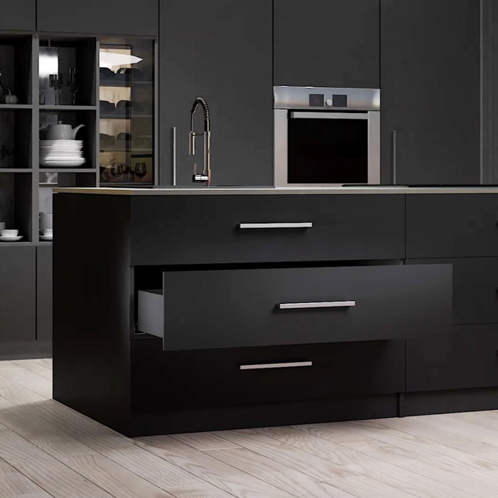 Emuca Kit de cajón para cocina o baño Vertex de altura 178mm con regulación 3D, tableros incluidos, módulo 900mm, Gris antracita Emuca Kit de cajón para cocina o baño Vertex de altura 178mm con regulación 3D, tableros incluidos, módulo 900mm, Gris antracita