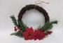 DKD Home Decor Corona de Fibra de Poliéster Flor de Navidad Rojo