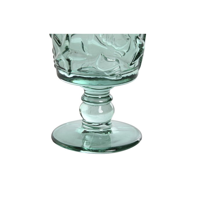 DKD Home Decor Set de 6 Copas de Cristal con Relieve Turquesa de 345 ml