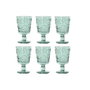 DKD Home Decor Set de 6 Copas de Cristal con Relieve Turquesa de 345 ml