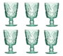 DKD Home Decor Set de 6 Copas de Cristal con Relieve Turquesa de 345 ml