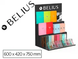 Belius Expositor Bolígrafo Negro 36 Piezas 3 Niveles MDF 600x420x750 mm