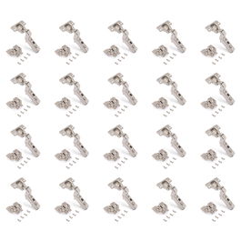 Emuca Lote de 20 bisagras supercodo X91 con cierre suave y suplementos para atornillar, Altura 0, Acero, Niquelado