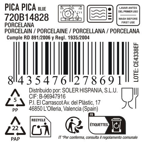 La Mediterranea Bol Aperitivo Pica-Pica Blue 14.4 x 10.5 x 3.1 cm (24 Unidades)