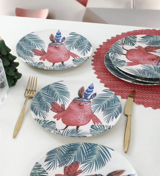 Hermia ST025006F021AD05J000ACO100 Juego de Platos de Postre de Cerámica (6 Piezas) Apto Microondas Congelador Lavavajillas 25 cm