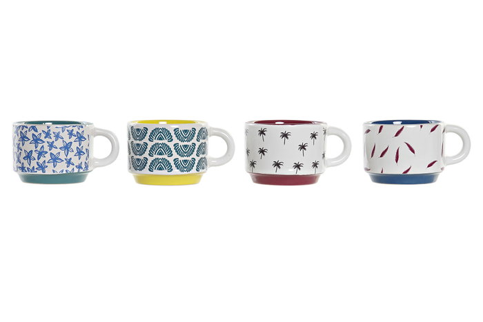 DKD Home Decor Africa Gres Tazas Cafe Turquesa Azul 10 x 21 x 11 cm Set de 4 DKD Home Decor Africa Gres Tazas Cafe Turquesa Azul 10 x 21 x 11 cm Set de 4