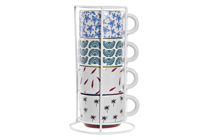 DKD Home Decor Africa Gres Tazas Cafe Turquesa Azul 10 x 21 x 11 cm Set de 4 DKD Home Decor Africa Gres Tazas Cafe Turquesa Azul 10 x 21 x 11 cm Set de 4