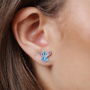 Pendientes Stitch Disney Bañados en Plata con Circonita Cúbica