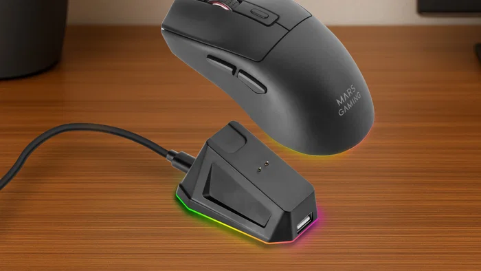 Mars Gaming MM-T3 Ratón Gaming Inalámbrico Tri-Mode, 14400 DPI, RGB Chroma, Base de Carga Magnética, Ultraligero 67g, Negro, para PC, PS5, Xbox, Switch