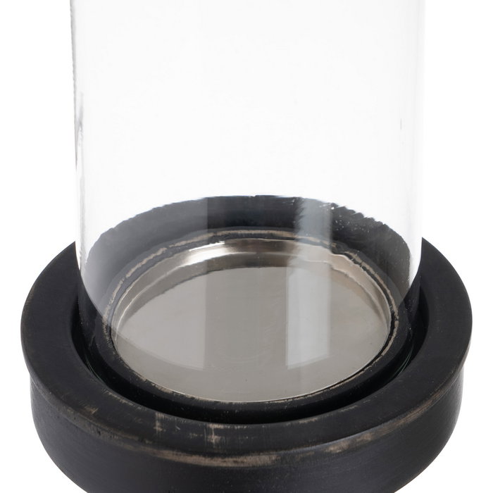 Portavelas Negro Cristal-Madera 12 X 12 X 47 cm