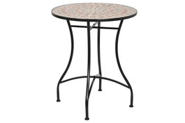 DKD Home Decor Mesa Terraza y Jardín Multicolor Negro Metal Cerámica 60x60x72 cm