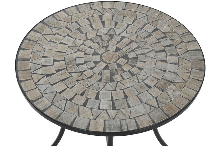 DKD Home Decor Mesa Terraza y Jardín Multicolor Negro Metal Cerámica 60x60x72 cm