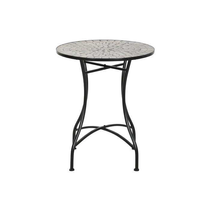 DKD Home Decor Mesa Terraza y Jardín Multicolor Negro Metal Cerámica 60x60x72 cm