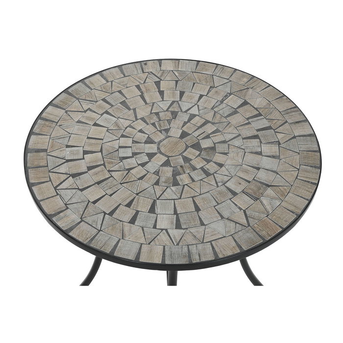 DKD Home Decor Mesa Terraza y Jardín Multicolor Negro Metal Cerámica 60x60x72 cm