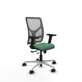 PIQUERAS Y CRESPO Silla de oficina Motilla con mecanismo Sincro/Traslack, Verde esmeralda y Gris