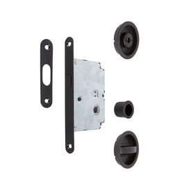 Jandel Kit Cierre Puerta Corredera Redondo Negro Mate Ø56 Exterior, D48 Interior