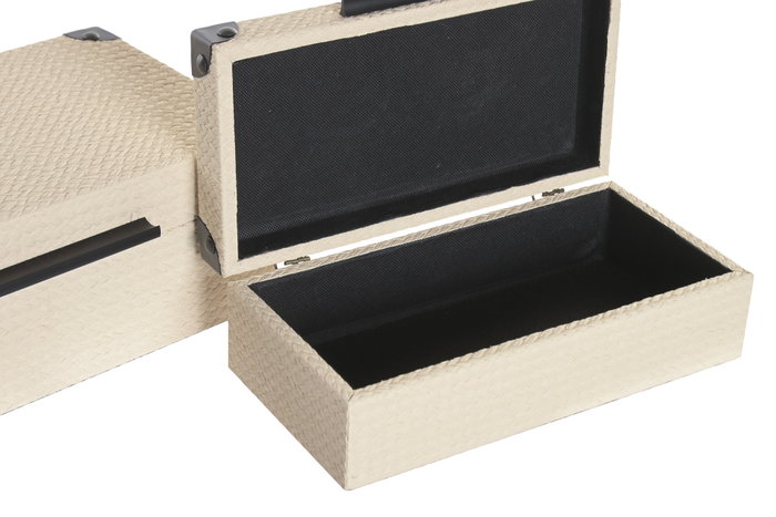 DKD Home Decor Set de 2 Cajas de Madera Beige 34x20x12