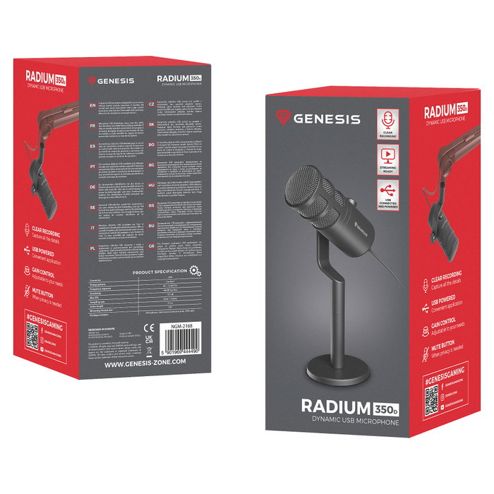 GENESIS Radium 350D Micrófono Dinámico USB Negro GENESIS Radium 350D Micrófono Dinámico USB Negro