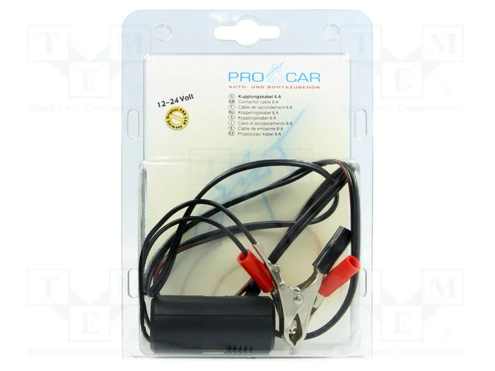 PRO CAR Tomacorriente de encendedor negro con cable de 1m