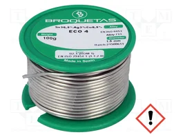 BROQUETAS Estaño sin plomo Sn96,5Ag3Cu0,5 1,5mm 100g
