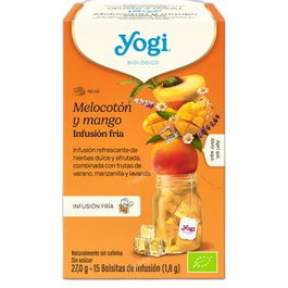 Yogi Tea Infusion Frio Melocoton y Mango Sin Azucar, 15 Sobres