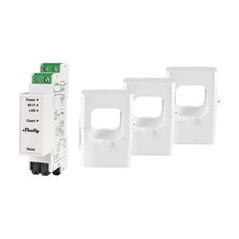 Shelly Pro 3EM 400A Medidor de Energía Trifásico WLAN LAN Stromzähler con Bluetooth, Montaje en carril DIN