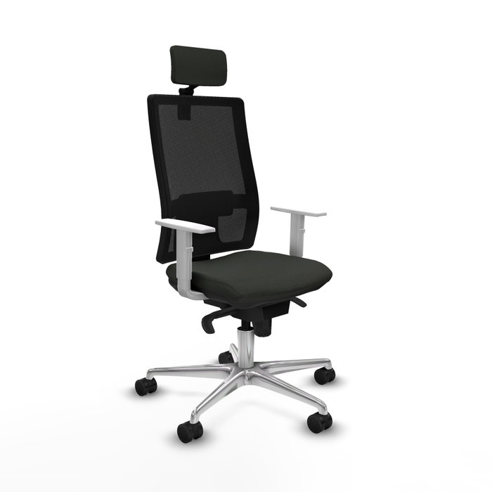 PIQUERAS Y CRESPO Silla de oficina Horna con mecanismo Sincro, Negro y Reposabrazos Blancos PIQUERAS Y CRESPO Silla de oficina Horna con mecanismo Sincro, Negro y Reposabrazos Blancos