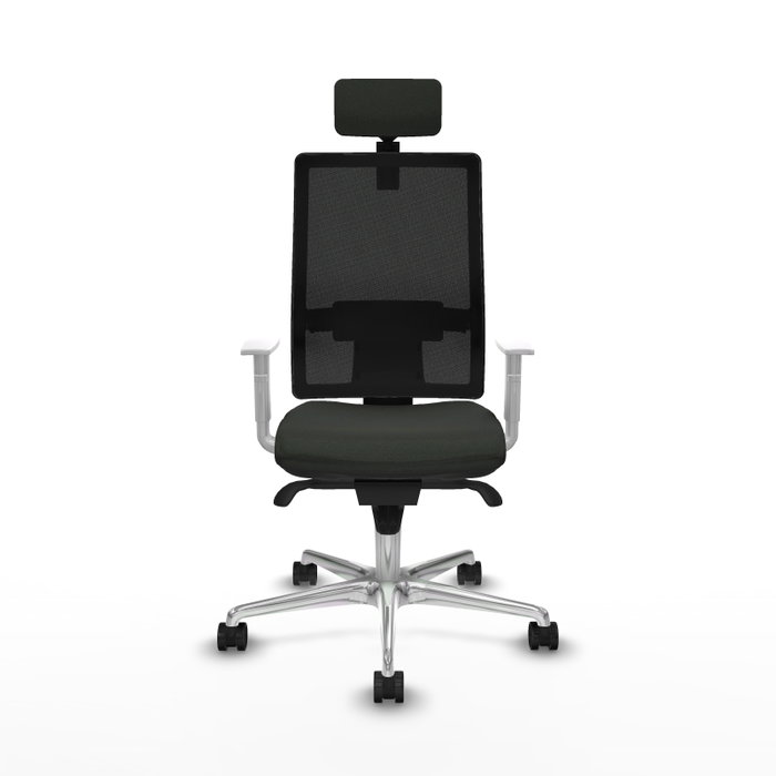 PIQUERAS Y CRESPO Silla de oficina Horna con mecanismo Sincro, Negro y Reposabrazos Blancos PIQUERAS Y CRESPO Silla de oficina Horna con mecanismo Sincro, Negro y Reposabrazos Blancos