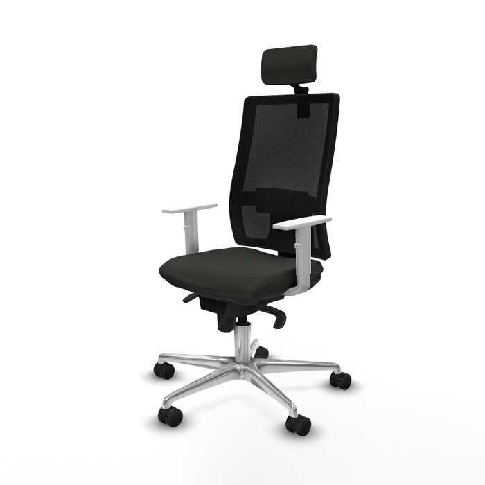 PIQUERAS Y CRESPO Silla de oficina Horna con mecanismo Sincro, Negro y Reposabrazos Blancos PIQUERAS Y CRESPO Silla de oficina Horna con mecanismo Sincro, Negro y Reposabrazos Blancos