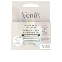 Gillette Venus Intima - Recambios de Rasuradora Delicada para Mujer, 4 Hojas con Franja Protectora para Evitar Irritación, Cargador de Recambios