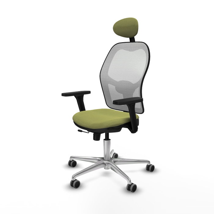 PIQUERAS Y CRESPO Silla de oficina Jorquera con mecanismo Sincro/Traslack, Verde oliva y Blanco