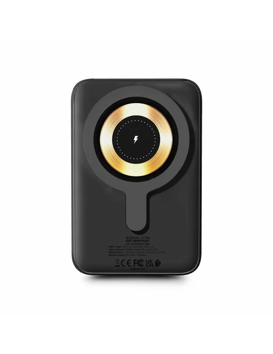 Urban Factory MWP10UF Batería Externa Power Bank 10000 mAh 15W - Carga Inalámbrica Magnética MagSafe, Pantalla LCD, Color Negro