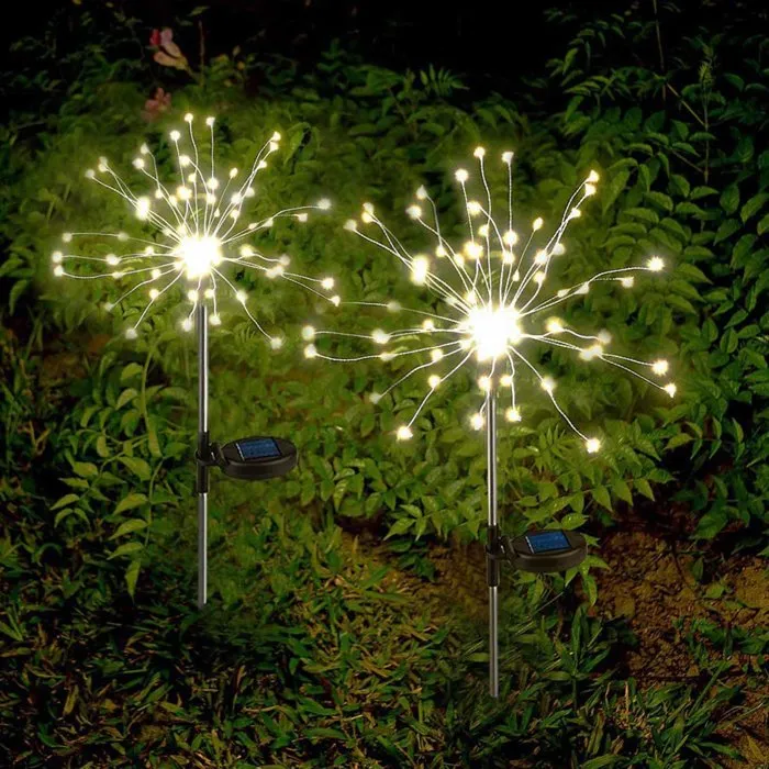 Lumisky LUM3666162003432 Juego de 2 Luces Solares Decorativas Exteriores Efecto Fuegos Artificiales LED 97 cm Alto Fireworks Spike