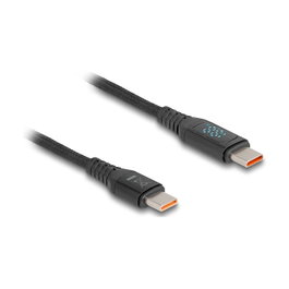 DeLOCK Cable USB Type-C a USB Type-C PD 3.1 140 W con pantalla de potencia, 1,2 m