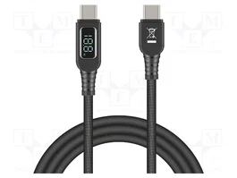 DeLOCK Cable USB Type-C a USB Type-C PD 3.1 140 W con pantalla de potencia, 1,2 m