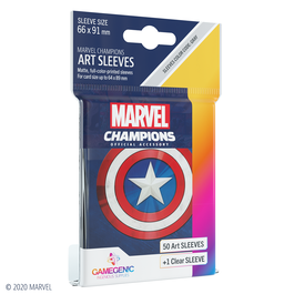 Gamegenic Fundas Protectoras Oficiales Marvel Champions Captain America - 50 Ilustradas + 1 Transparente, Para Cartas Tamaño Estándar