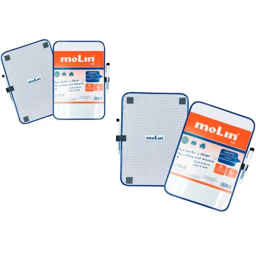 Molin Pizarra Blanca Magnética Doble Cara Blanca-Cuadriculada 16,5x21 cm con Rotulador Molin Pizarra Blanca Magnética Doble Cara Blanca-Cuadriculada 16,5x21 cm con Rotulador