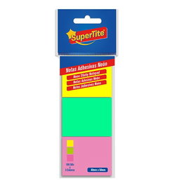 Notas Adhesivas Supertite 40X50 Neon 100 Hojas Blister De 3 (Set de 12)