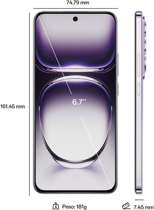 Oppo Reno12 Pro 5G 631001003704B Smartphone con IA 512GB 12GB RAM 5G Nebula Black Pantalla 6.7" Cámara 50MP Batería 5000mAh Carga 80W