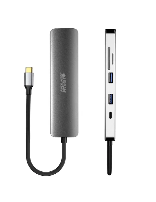 Urban Factory MHC45UF Hub USB-C 6 en 1 con HDMI 4K y 100W PD Gris Urban Factory MHC45UF Hub USB-C 6 en 1 con HDMI 4K y 100W PD Gris