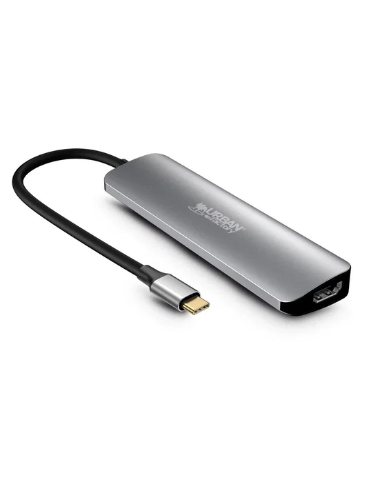 Urban Factory MHC45UF Hub USB-C 6 en 1 con HDMI 4K y 100W PD Gris Urban Factory MHC45UF Hub USB-C 6 en 1 con HDMI 4K y 100W PD Gris