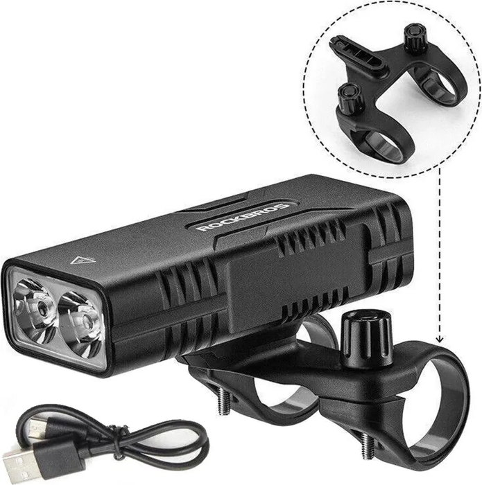 Rockbros Luz para bicicleta 850 lm con función de powerbank y cable USB-C a USB-A - negra Rockbros Luz para bicicleta 850 lm con función de powerbank y cable USB-C a USB-A - negra