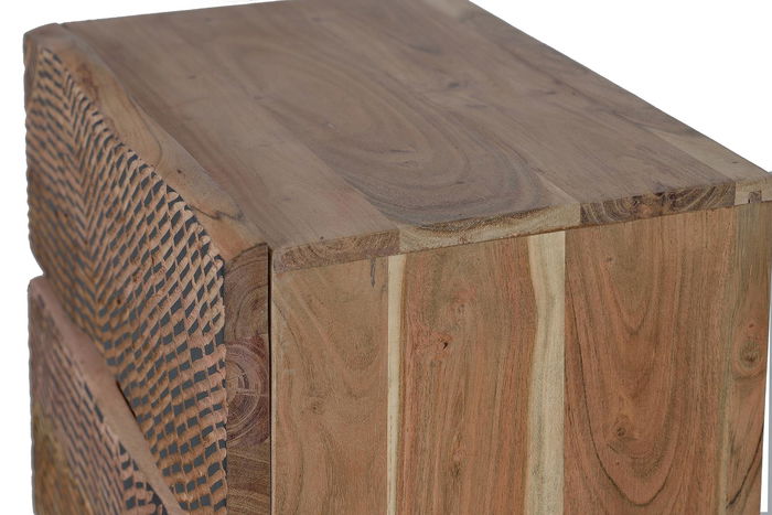 GINER Y COLOMER Mesita de Noche en Madera de Acacia con Pies de Metal, Cajón Interior 15x50x26cm