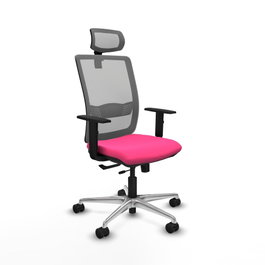 PIQUERAS Y CRESPO Silla de oficina Haches con mecanismo Sincro/Traslack Rosa y Gris