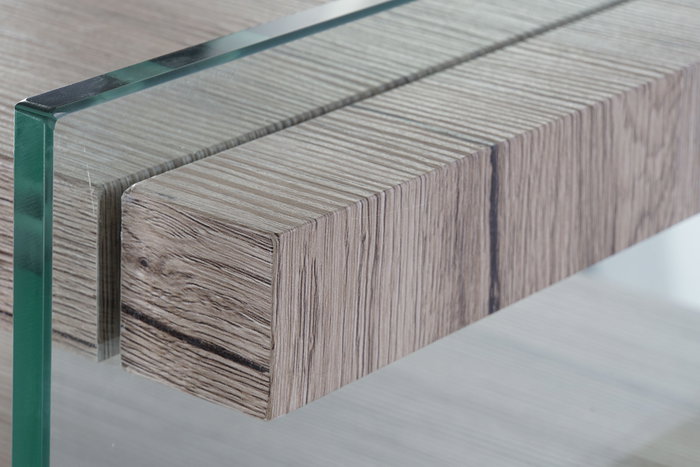 DKD Home Decor Aparador de Cristal Templado y MDF Natural DKD Home Decor Aparador de Cristal Templado y MDF Natural