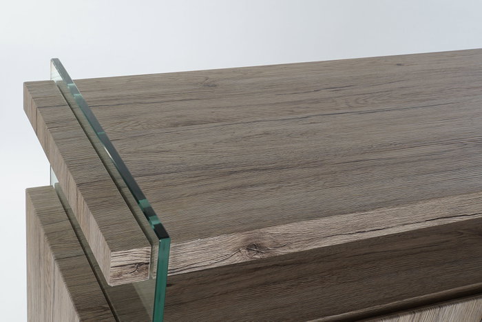 DKD Home Decor Aparador de Cristal Templado y MDF Natural DKD Home Decor Aparador de Cristal Templado y MDF Natural
