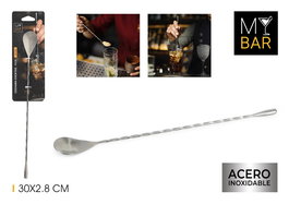 My Bar Cuchara Coctel Inoxidable para Bar, 30 x 2.8 cm, Acero Inoxidable, Utensilio de Coctelería (24 Unidades)