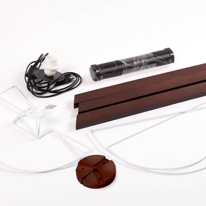 Lámpara de Suelo "Kano" [OPV-780SGN2429] Trípode Madera Pantalla Tela Diseño Nórdico